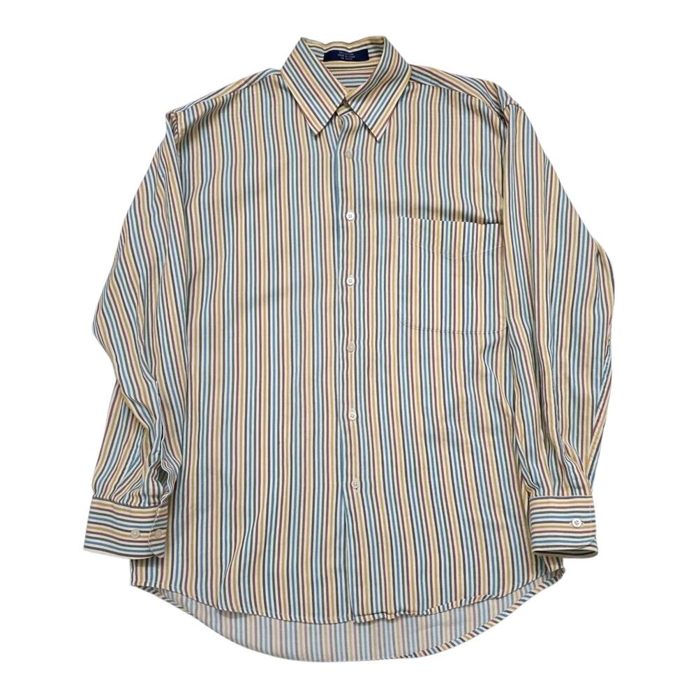 Alan Flusser Shirt Small Blue White Striped Button Up Long Sleeve Casual Mens - Picture 2 of 7